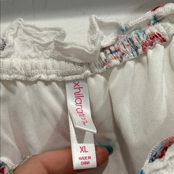 Xhilaration Floral Women's XL off the shoulder romantic White and Red dress mini - Picture 3 of 5